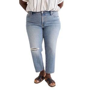 NWT Madewell Mid-Rise Perfect Vintage Jean Ainsdale Knee-Rip Size 24W